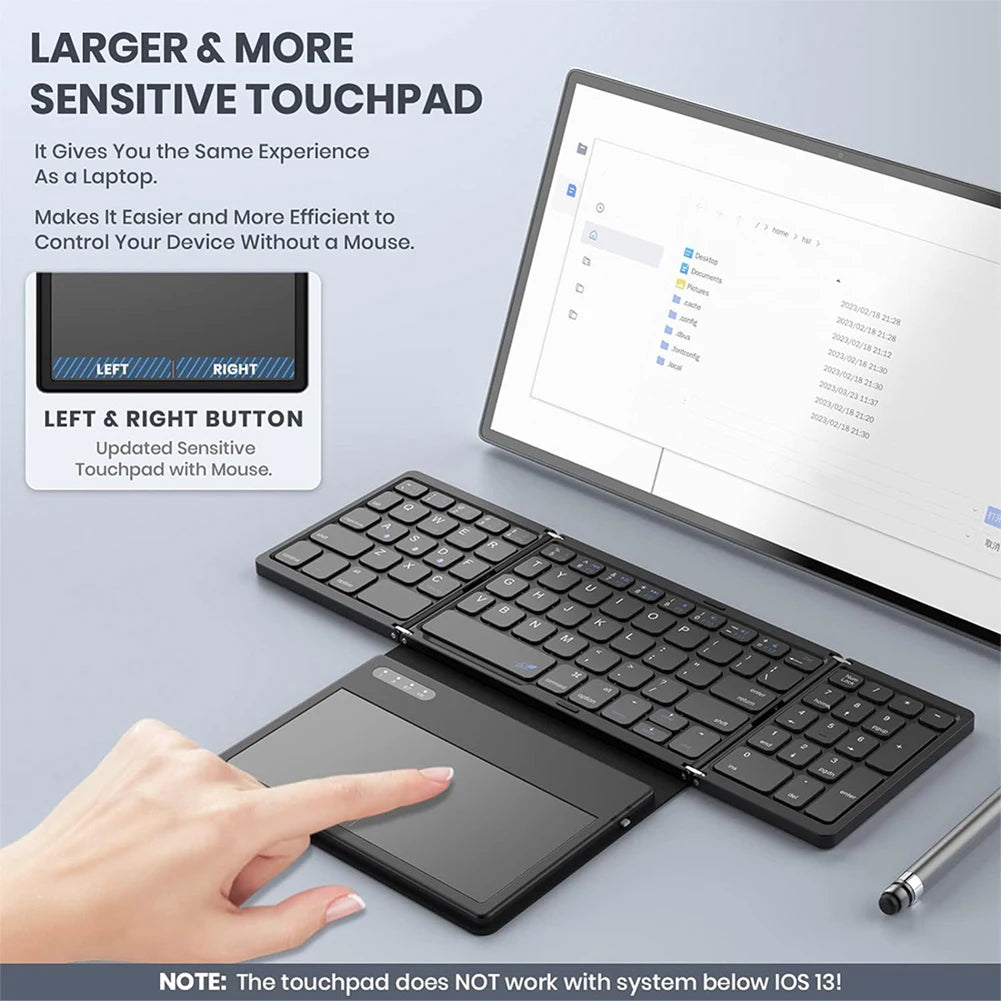 Portable Wireless Foldable Keyboard with Trackpad (for Android Tablets & Phones)