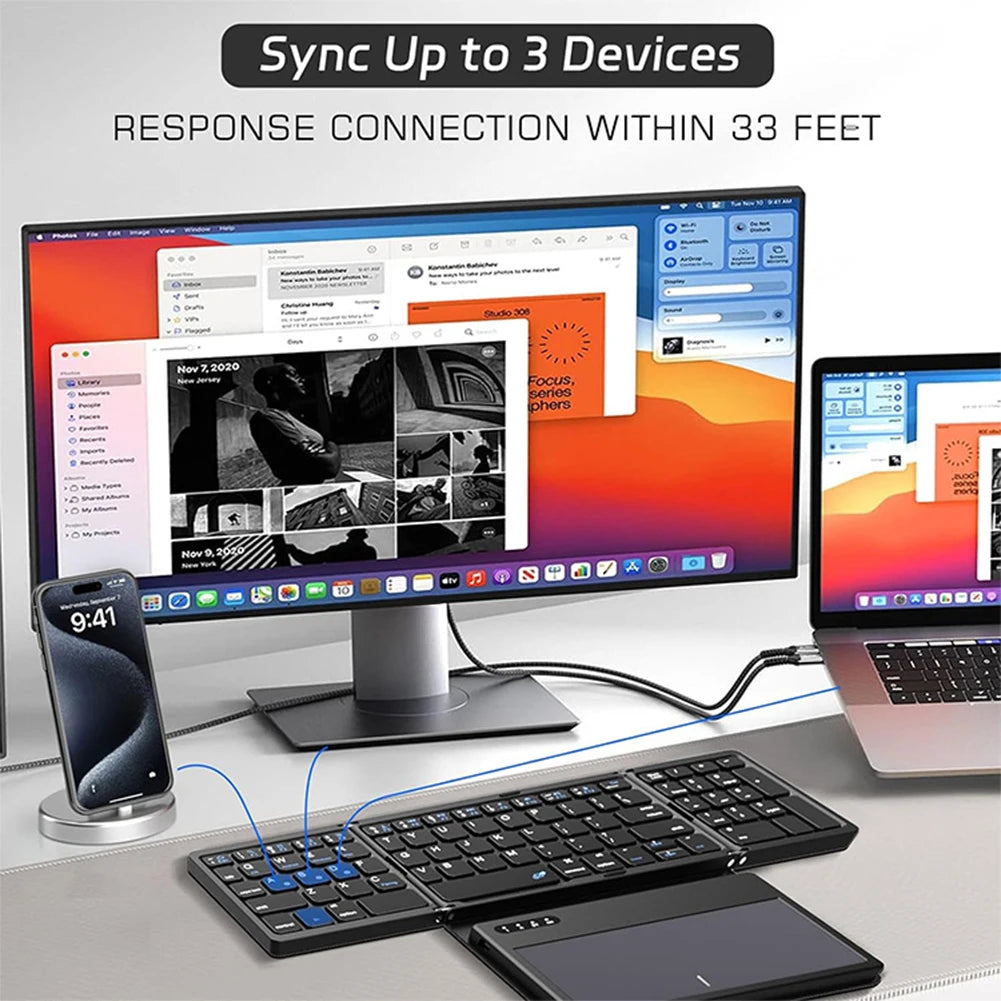 Portable Wireless Foldable Keyboard with Trackpad (for Android Tablets & Phones)